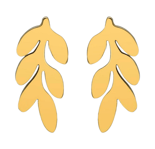 Goudkleurige blad oorstuds 12×7 mm - oor4419 - Oorbellen kopen# - 12mm - alles - blad