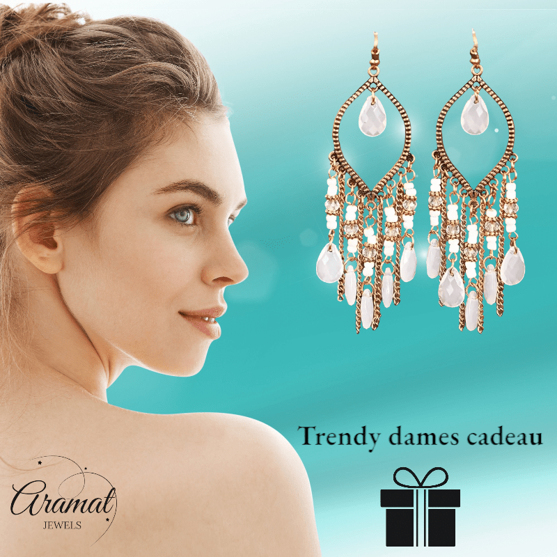 Goudkleurige Boho Oorhangers - Druppelvormig - RVS Haakje - oor6112 - Oorhangers kopen# - alles - bali - boho