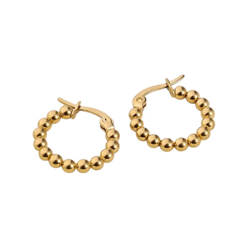 Goudkleurige Bolletjes Oorringen - Schakel Design 18mm - oor6284 - 514400 - Oorringen kopen# - 18mm - alles - bolletjes