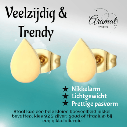 Goudkleurige druppel oorbellen – 9x6 mm - oor1100 - xe55287 - Oorbellen kopen# - 9mm - alles - cadeau