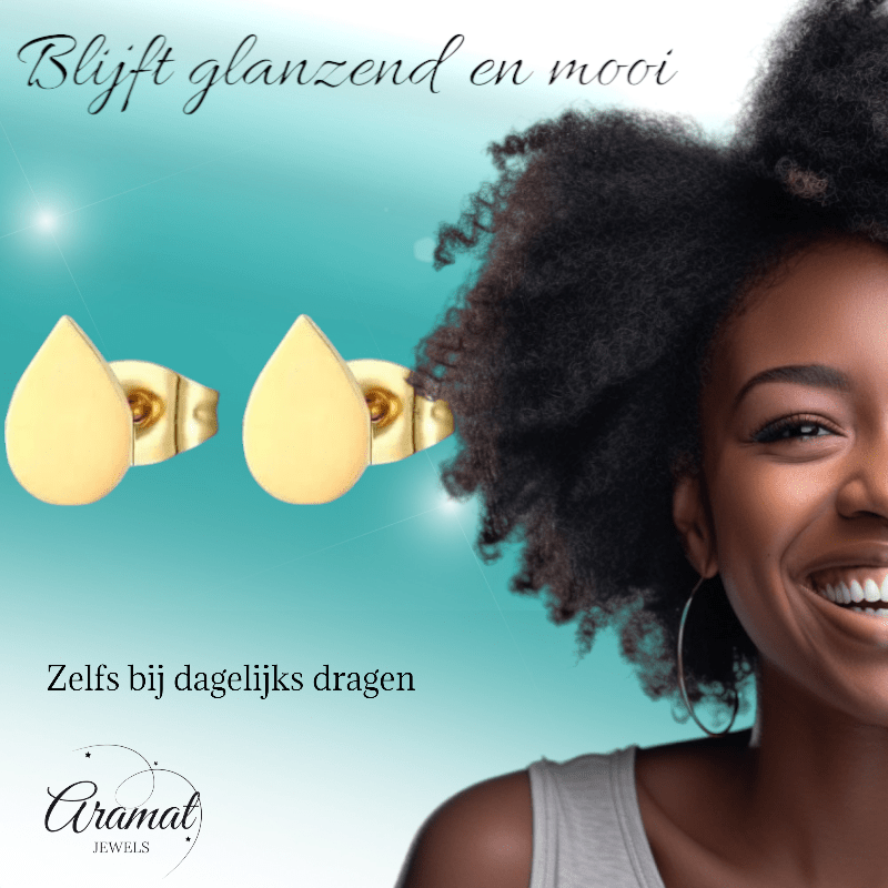 Goudkleurige druppel oorbellen – 9x6 mm - oor1100 - xe55287 - Oorbellen kopen# - 9mm - alles - cadeau