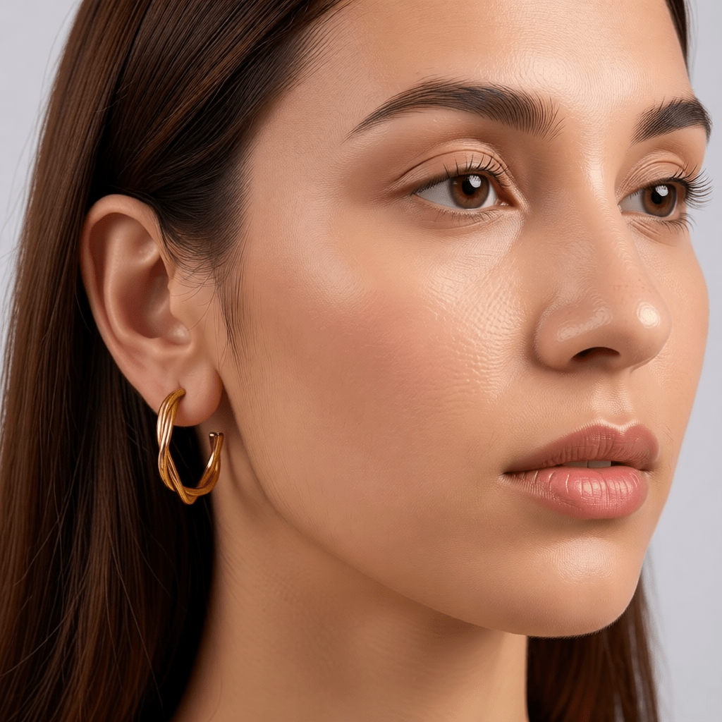 Goudkleurige Gedraaide Halve Oorringen 30x4mm RVS - Aramat Jewels - Oorbellen - cadeautip