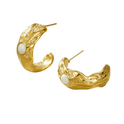 Goudkleurige Halve Oorringen Emaille Cirkel 25x10mm - Aramat Jewels - RVS Sieraden - Oorbellen - cadeautip