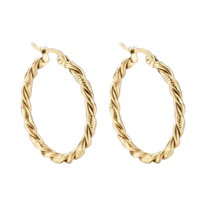 Goudkleurige Hoepel Oorringen 30mm - RVS - Elegant & Trendy - oor6238 - 22960 - Oorbellen kopen# - Goudkleur - 30mm - alles