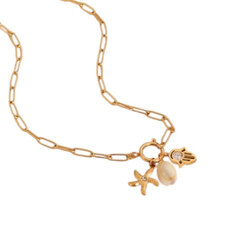 Goudkleurige ketting met verwisselbare bedels – 45 cm - ket1173 - 683680 - Halskettingen kopen# - 45cm - alles - Bedelketting