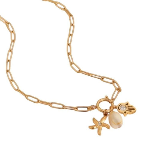 Goudkleurige ketting met verwisselbare bedels – 45 cm - ket1173 - 683680 - Halskettingen kopen# - 45cm - alles - Bedelketting