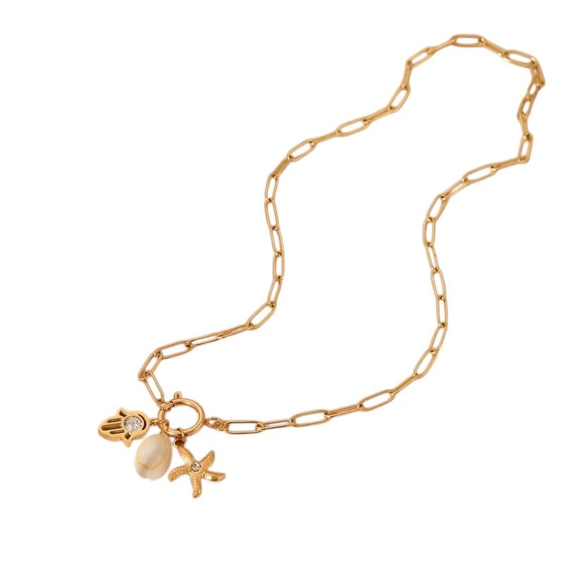 Goudkleurige ketting met verwisselbare bedels – 45 cm - ket1173 - 683680 - Halskettingen kopen# - 45cm - alles - Bedelketting