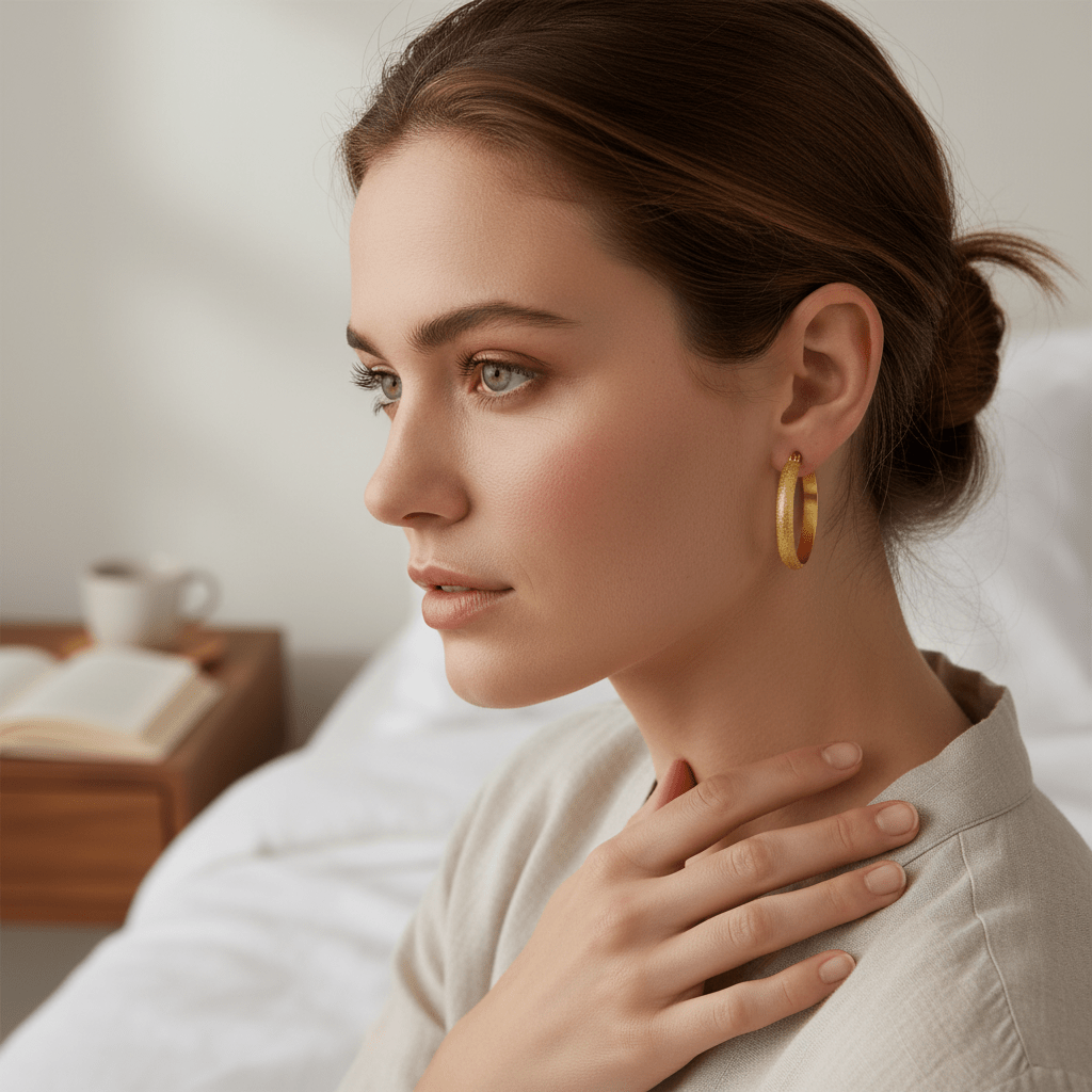 Goudkleurige Matte RVS Oorringen Sandblasted - 30 mm - Aramat Jewels - Oorringen - cadeautip