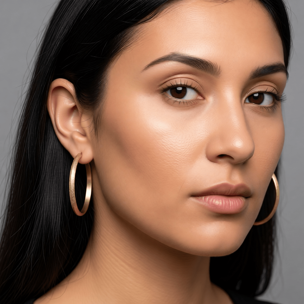 Goudkleurige Matte RVS Oorringen Sandblasted - 32 mm - Aramat Jewels - Oorringen - cadeautip