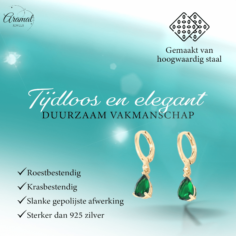 Goudkleurige Mini Oorringetjes Meisje – Groene Zirkonia – 10mm - oor6338 - 66129 - Oorringen kopen# - 10mm - alles - cadeau