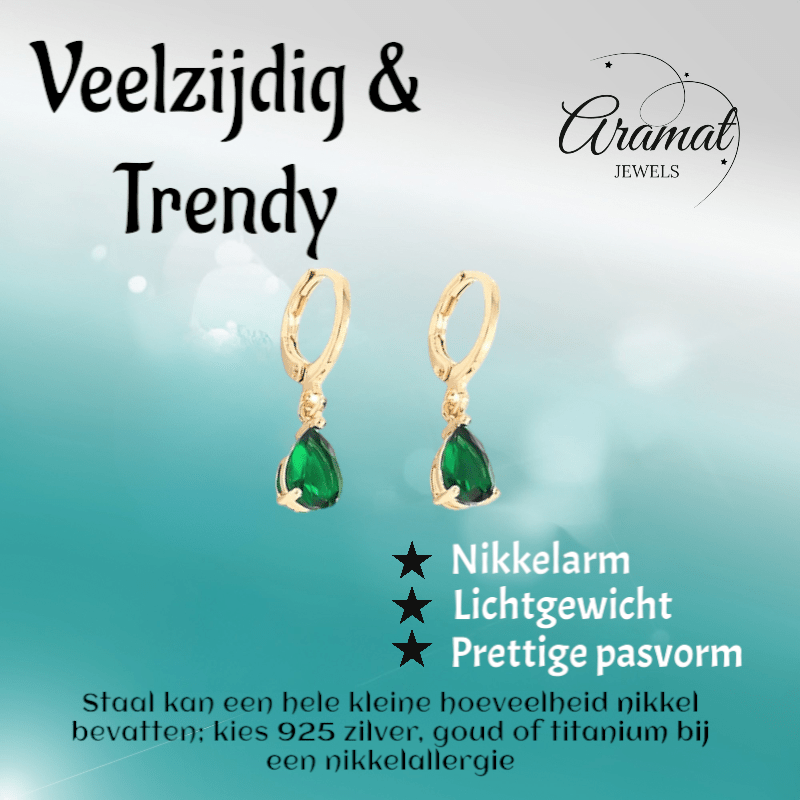 Goudkleurige Mini Oorringetjes Meisje – Groene Zirkonia – 10mm - oor6338 - 66129 - Oorringen kopen# - 10mm - alles - cadeau