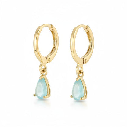 Goudkleurige Mini Oorringetjes Meisje – Mintgroene Zirkonia – 10mm - Aramat Jewels - Oorringen - cadeautip