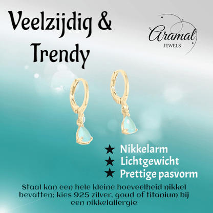 Goudkleurige Mini Oorringetjes Meisje – Mintgroene Zirkonia – 10mm - oor6341 - 66130 - Oorringen kopen# - 10mm - alles - cadeau