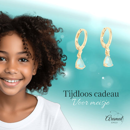 Goudkleurige Mini Oorringetjes Meisje – Mintgroene Zirkonia – 10mm - oor6341 - 66130 - Oorringen kopen# - 10mm - alles - cadeau