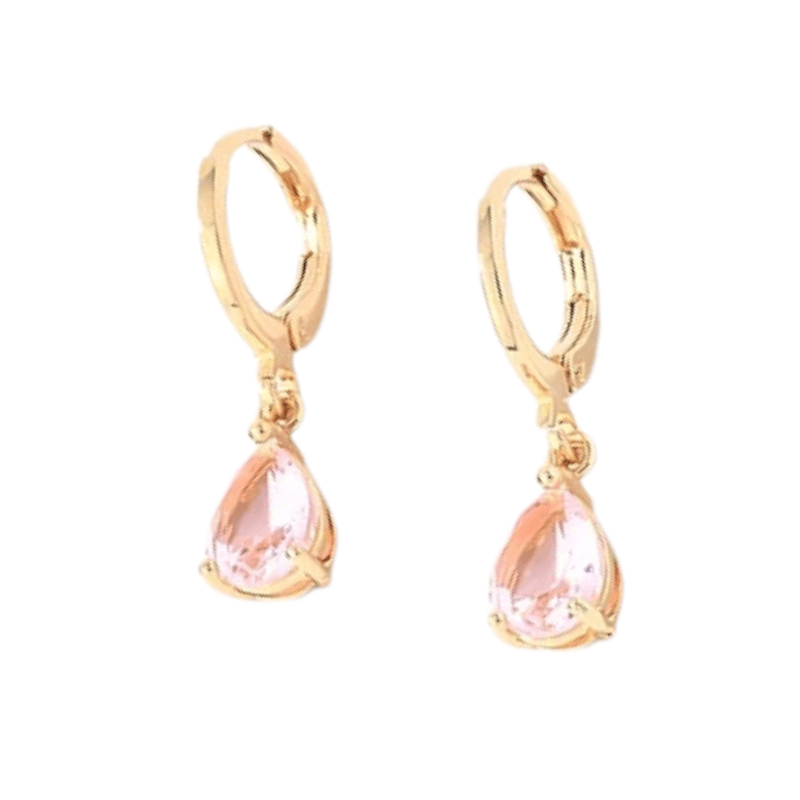 Goudkleurige Mini Oorringetjes Meisje – Roze Druppel Zirkonia – 10mm - oor6337 - 66132 - Oorringen kopen# - 10mm - alles - cadeau