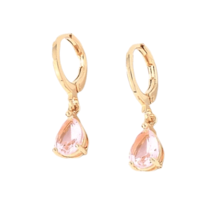 Goudkleurige Mini Oorringetjes Meisje – Roze Druppel Zirkonia – 10mm - oor6337 - 66132 - Oorringen kopen# - 10mm - alles - cadeau