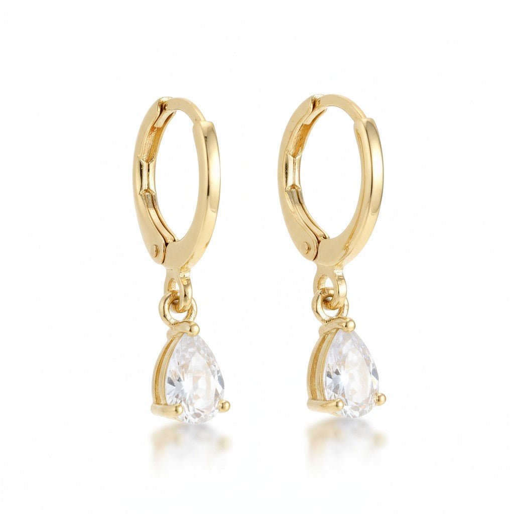 Goudkleurige Mini Oorringetjes Meisje – Transparante Zirkonia – 10mm - Aramat Jewels - Oorringen - cadeautip