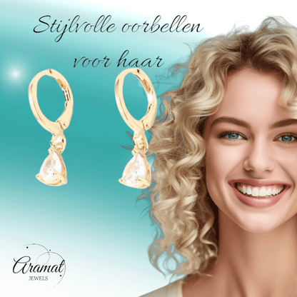 Goudkleurige Mini Oorringetjes Meisje – Transparante Zirkonia – 10mm - oor6340 - 66128 - Oorringen kopen# - 10mm - alles - cadeau