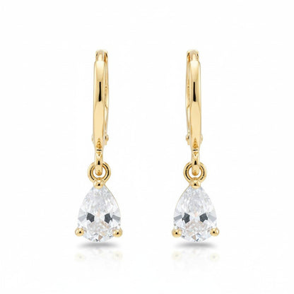 Goudkleurige Mini Oorringetjes Meisje – Transparante Zirkonia – 10mm - Aramat Jewels - Oorringen - cadeautip