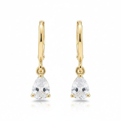 Goudkleurige Mini Oorringetjes Meisje – Transparante Zirkonia – 10mm - Aramat Jewels - Oorringen - cadeautip