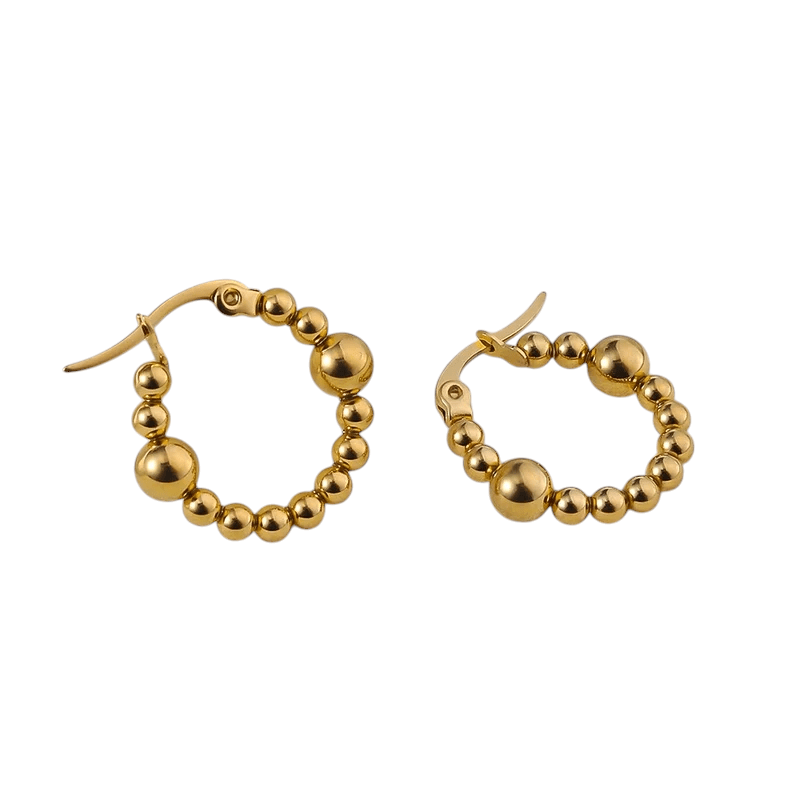 Goudkleurige Oorringen 21mm – Bolletjesmotief – Stainless Steel - oor6343 - 514387 - Oorringen kopen# - 21mm - alles - bolletjes