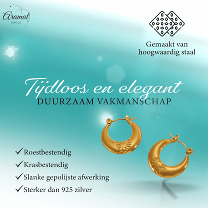 Goudkleurige oorringen met bloem 22x21mm - oor6371 - 789978 - Oorringen kopen# - 22mm - alles - bloem