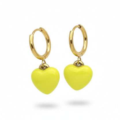 Goudkleurige Oorringen met Geel Hartje - Aramat Jewels - Oorringen - cadeautip