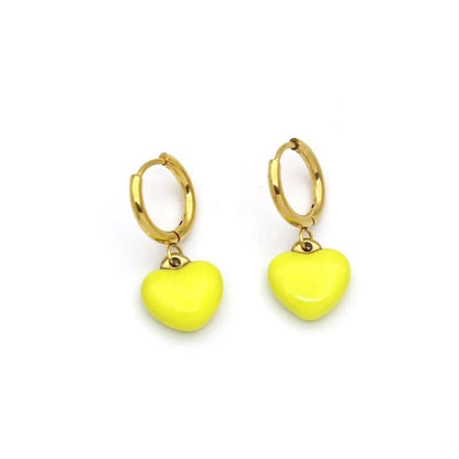 Goudkleurige Oorringen met Geel Hartje - oor6396 - 807433 - Oorringen kopen# - 14mm - alles - cadeau