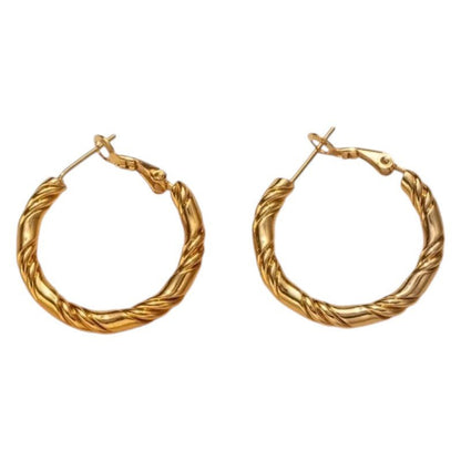 Goudkleurige Oorringen RVS – 25x3,5mm – Brede en Smalle Banden - oor6310 - 528899 - Oorringen kopen# - 25mm - alles - cadeau