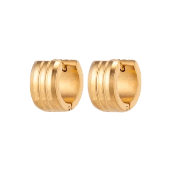 Goudkleurige Oorringen Uniseks - Twee Strepen - 13mm - oor5808 - Oorringen kopen# - 13mm - alles - cadeau