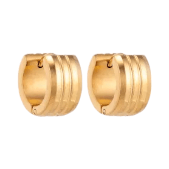 Goudkleurige Oorringen Uniseks - Twee Strepen - 13mm - oor5808 - Oorringen kopen# - 13mm - alles - cadeau