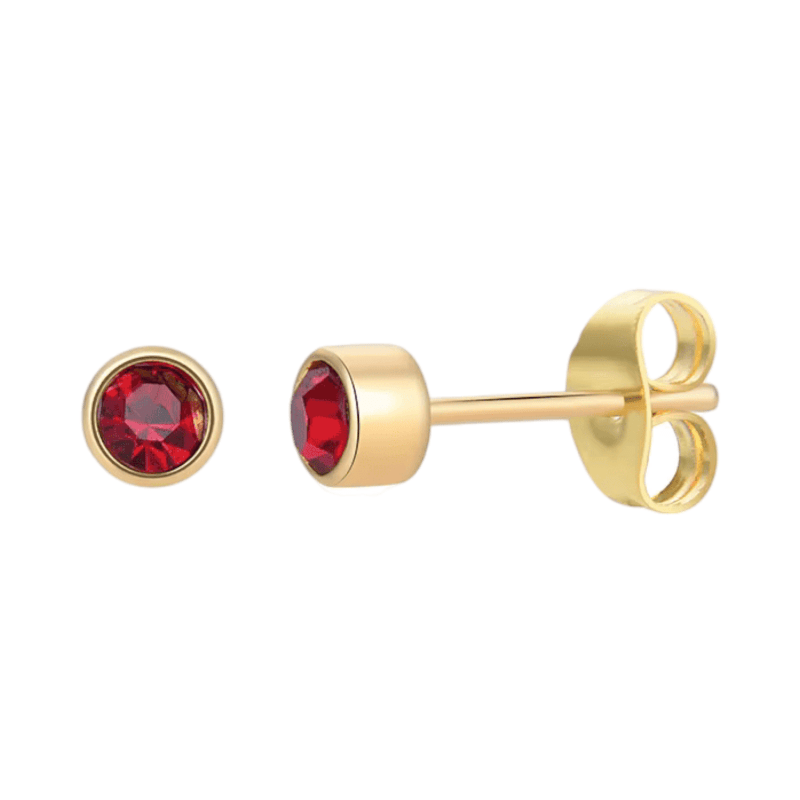 Goudkleurige Oorstekers 4mm - Rood Kristal - oor4609 - Oorbellen kopen# - 4mm - alles - cadeau