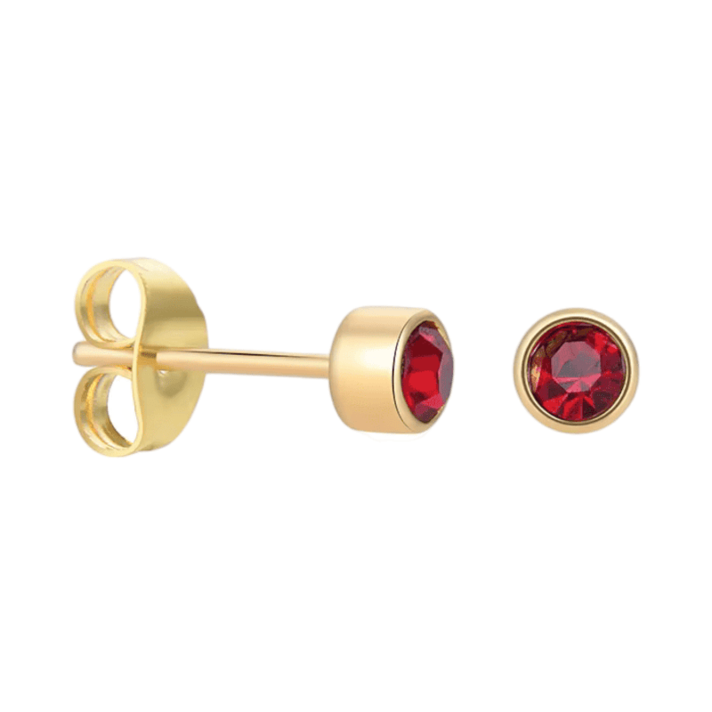 Goudkleurige Oorstekers 4mm - Rood Kristal - oor4609 - Oorbellen kopen# - 4mm - alles - cadeau
