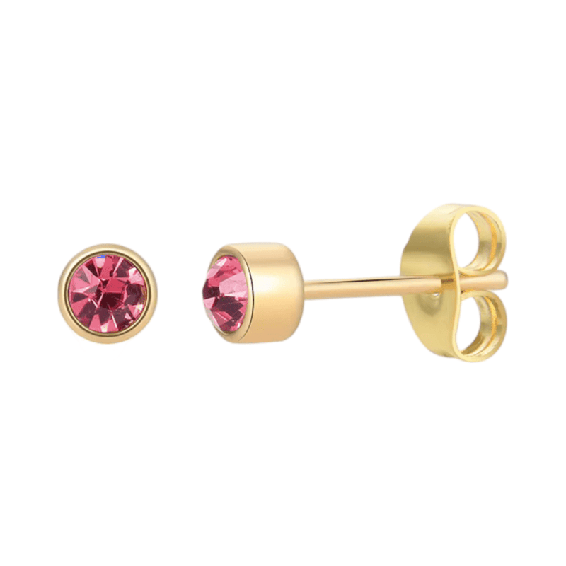 Goudkleurige Oorstekers 4mm - Roze Kristal - oor4606 - Oorbellen kopen# - 4mm - alles - cadeau
