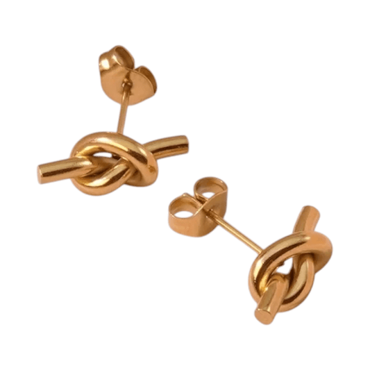 Goudkleurige Oorstekers met Knoop – 14x5,5mm RVS - oor6352 - 557085 - Oorbellen kopen# - 14mm - alles - cadeau