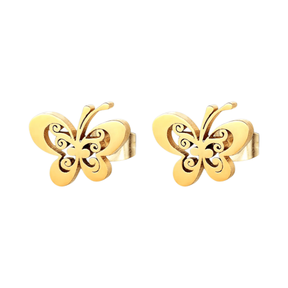 Goudkleurige open vlinder oorstekers 10x8 mm - Aramat Jewels - Oorbellen - cadeautip