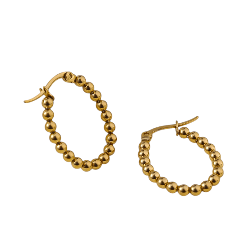 Goudkleurige Ovale Oorringen 25x20mm – Bolletjesdesign – RVS - oor6345 - 514394 - Oorringen kopen# - 25mm - alles - bolletjes