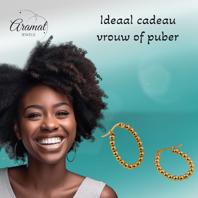 Goudkleurige Ovale Oorringen 25x20mm – Bolletjesdesign – RVS - oor6345 - 514394 - Oorringen kopen# - 25mm - alles - bolletjes