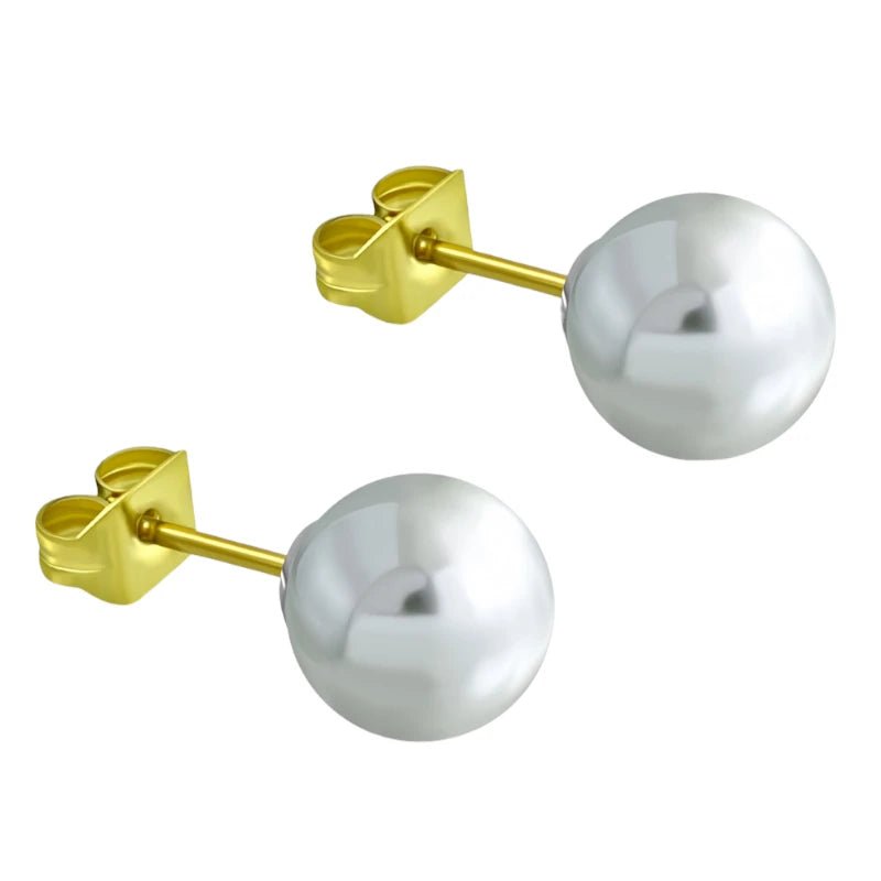 Goudkleurige Pareloorbellen 8mm - RVS - oor2599 - EWX248 - Oorbellen kopen# - 8mm - alles - dames