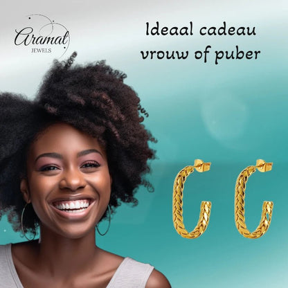 Goudkleurige Rechthoekige Oorstekers 25mm - oor6306 - 558999 - Oorbellen kopen# - 25mm - alles - cadeau