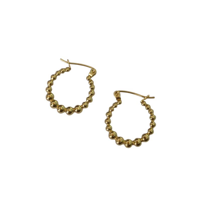 Goudkleurige Ronde Oorringen 18mm – Bolletjesmotief – RVS - oor6346 - 514384 - Oorringen kopen# - 18mm - alles - bolletjes