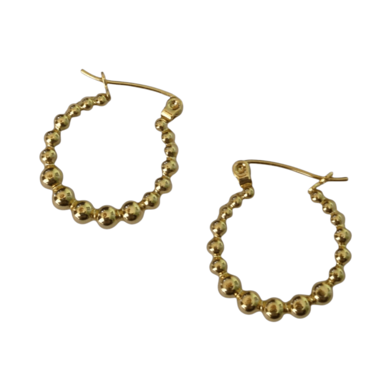 Goudkleurige Ronde Oorringen 18mm – Bolletjesmotief – RVS - oor6346 - 514384 - Oorringen kopen# - 18mm - alles - bolletjes