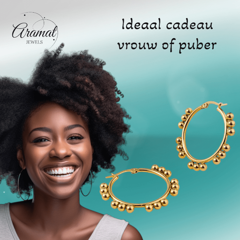 Goudkleurige Ronde Oorringen 35mm – Bolletjes – RVS - oor6347 - 514396 - Oorringen kopen# - 35mm - alles - bolletjes