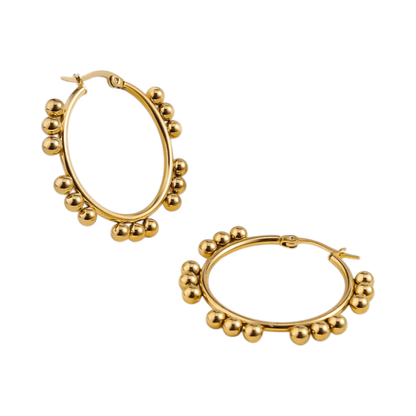 Goudkleurige Ronde Oorringen 35mm – Bolletjes – RVS - oor6347 - 514396 - Oorringen kopen# - 35mm - alles - bolletjes