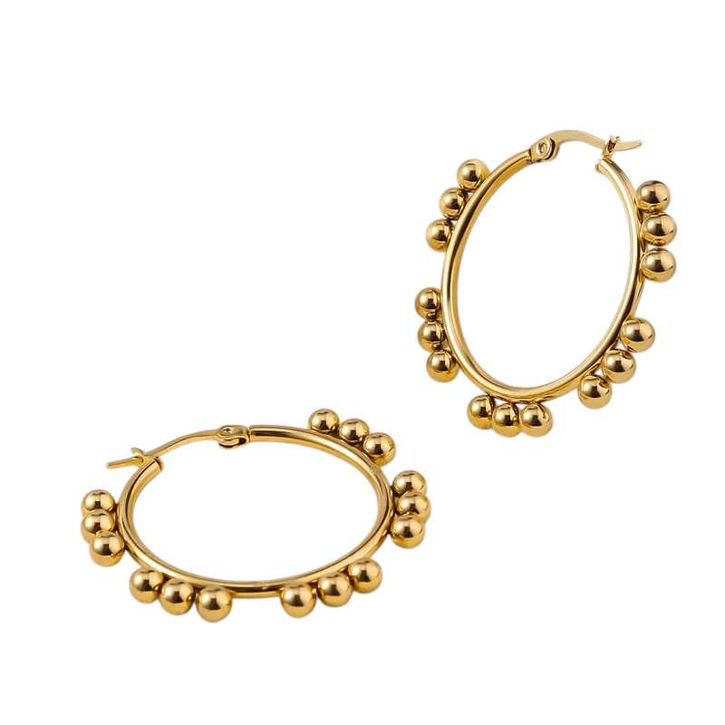 Goudkleurige Ronde Oorringen 35mm – Bolletjes – RVS - oor6347 - 514396 - Oorringen kopen# - 35mm - alles - bolletjes