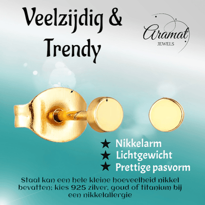 Goudkleurige Ronde Oorstekers RVS 3mm - Aramat Jewels - Oorbellen - cadeautip
