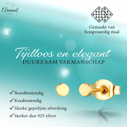 Goudkleurige Ronde Oorstekers RVS 3mm - Aramat Jewels - Oorbellen - cadeautip