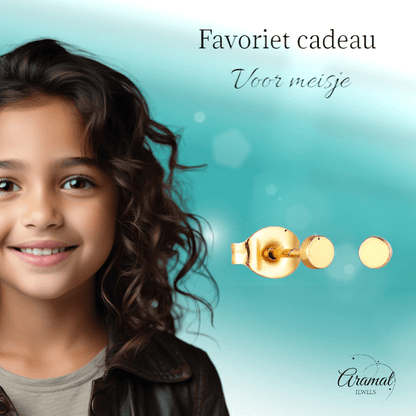 Goudkleurige Ronde Oorstekers RVS 3mm - Aramat Jewels - Oorbellen - cadeautip