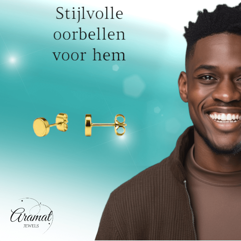 Goudkleurige Ronde Oorstekers RVS 4mm - Aramat Jewels - Oorbellen - cadeautip