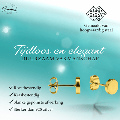 Goudkleurige Ronde Oorstekers RVS 5mm - Aramat Jewels - Oorbellen - cadeautip